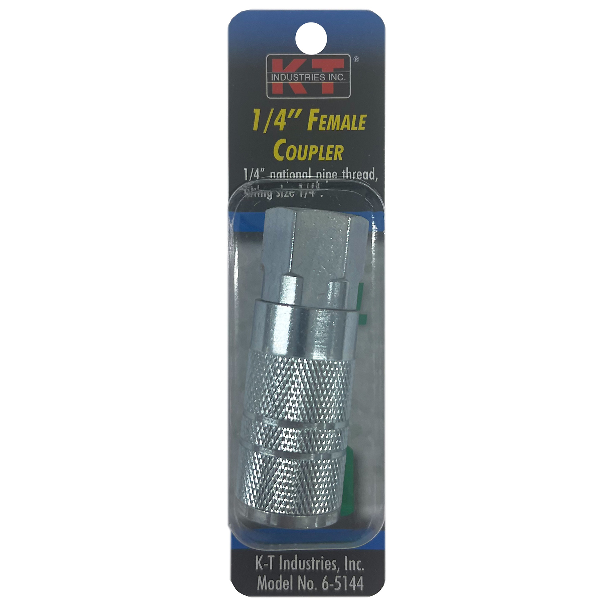 K-T Industries Lincoln-Style Coupler — 1/4in. Female NPT, Zinc-Plated Brass, Model# 6-5144